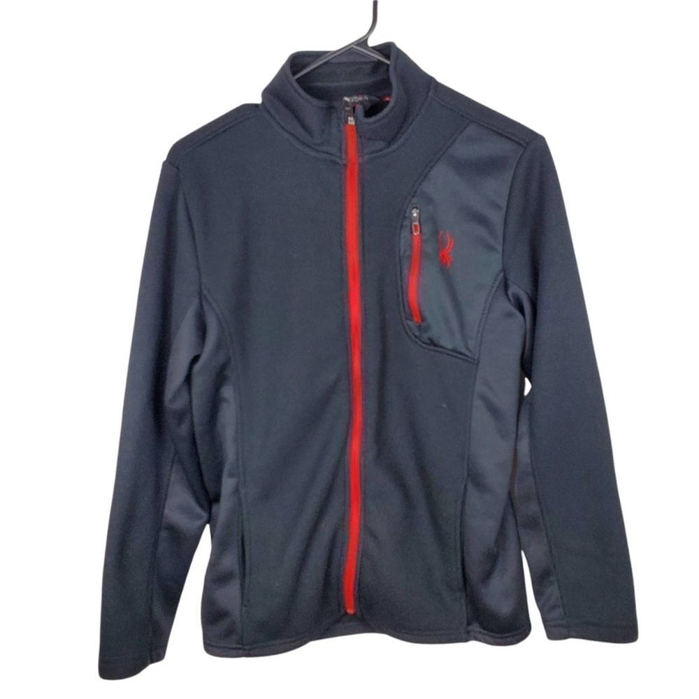 SPYDER Full Zip Up Mock Neck Sweater Jacket Textured Pockets Fleece Lined Inside